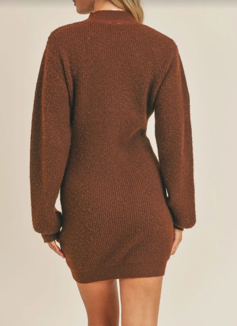 Mock Neck Long Sleeve Sweater Dress