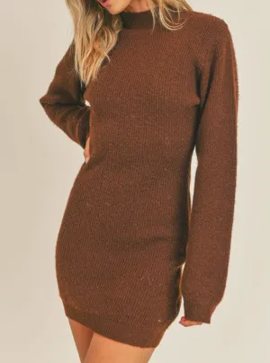 Mock Neck Long Sleeve Sweater Dress