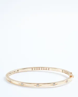 narrow starburst diamond bangle - gold
