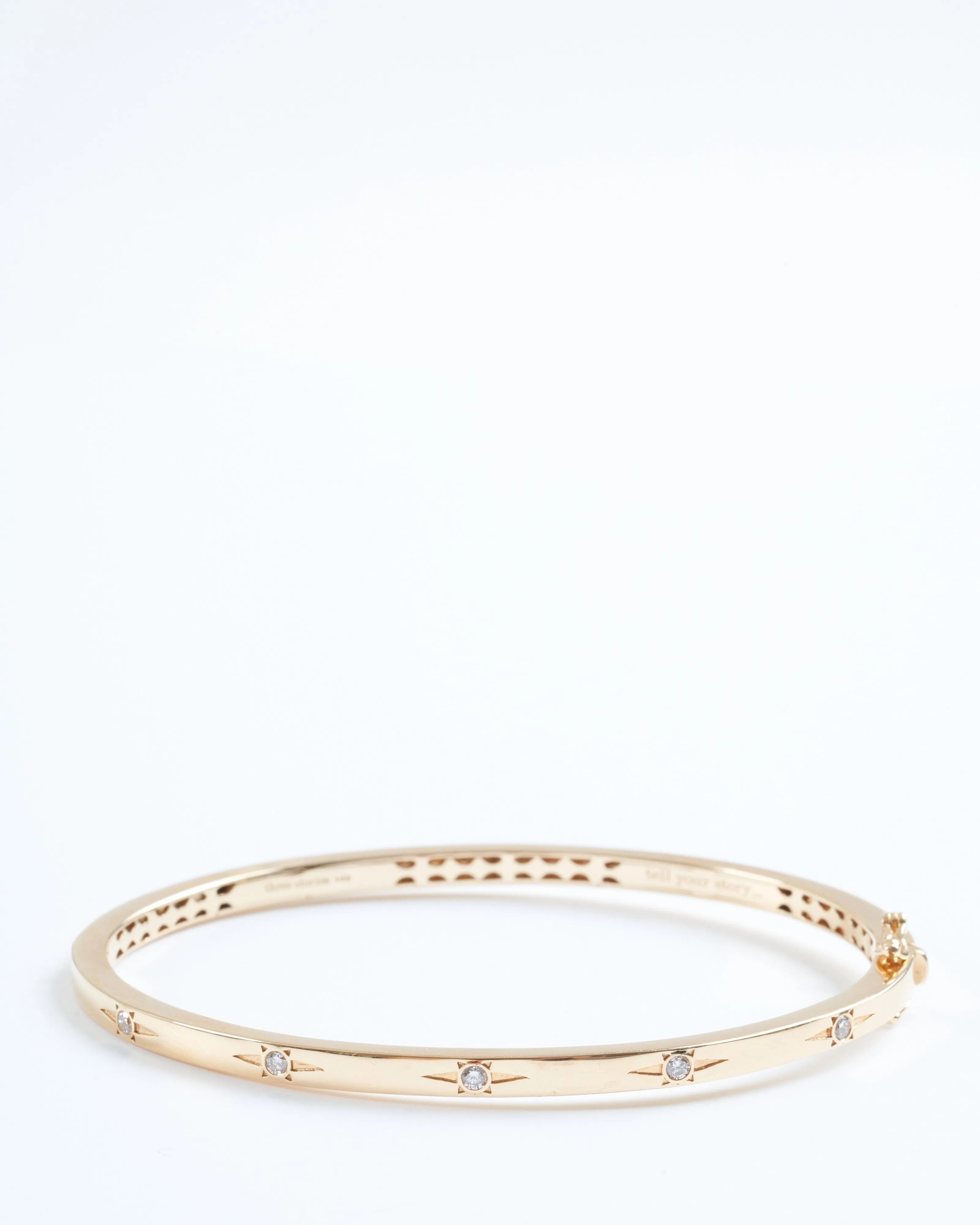 narrow starburst diamond bangle - gold