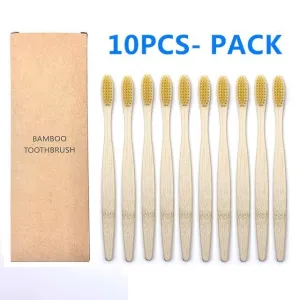 Natural Bamboo Toothbrush 10PCS Colorful Set