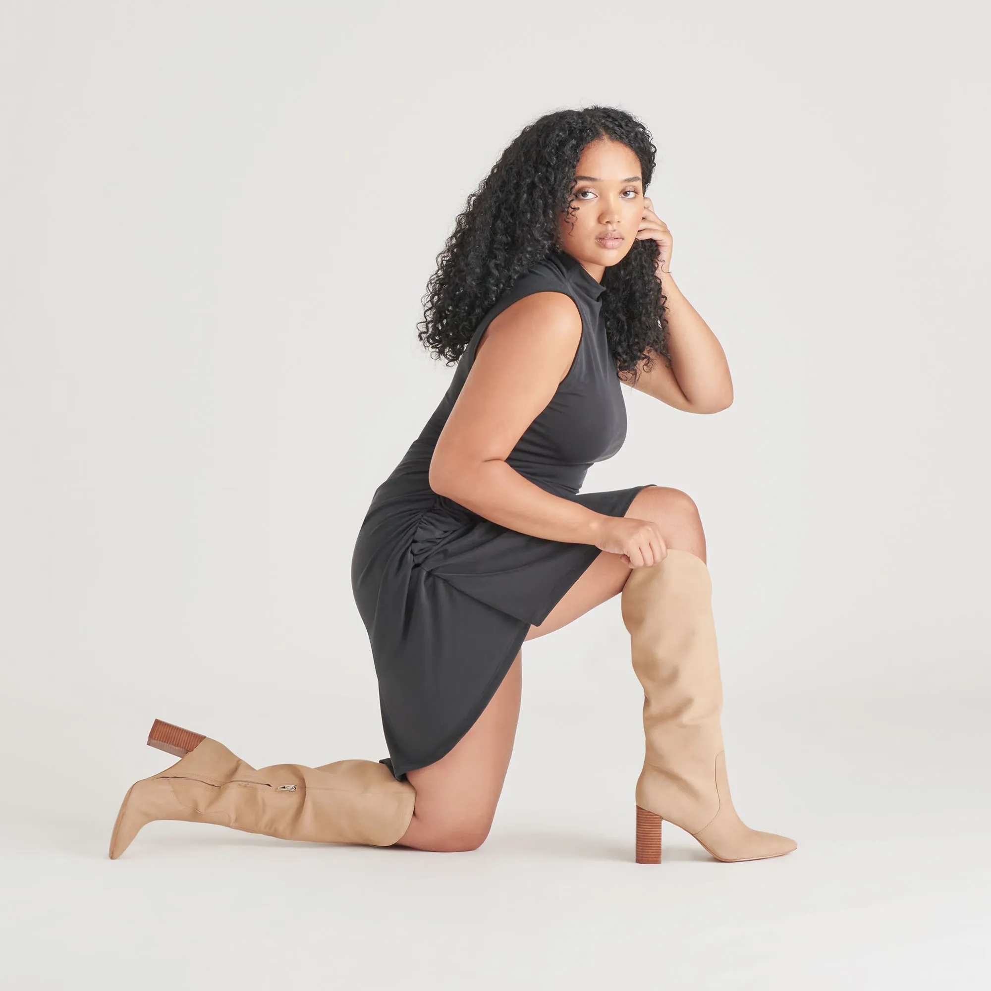 NEDI WIDE CALF BOOTS DUNE NUBUCK