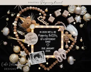 New Years Digital Baby Announcement - Bear Heart
