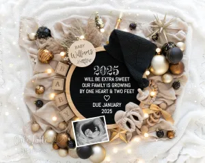 New Years Digital Baby Announcement - Black Knitted Baby Hat