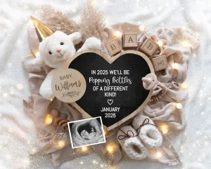 New Years Digital Baby Announcement - Gold Hat Lamb - Popping
