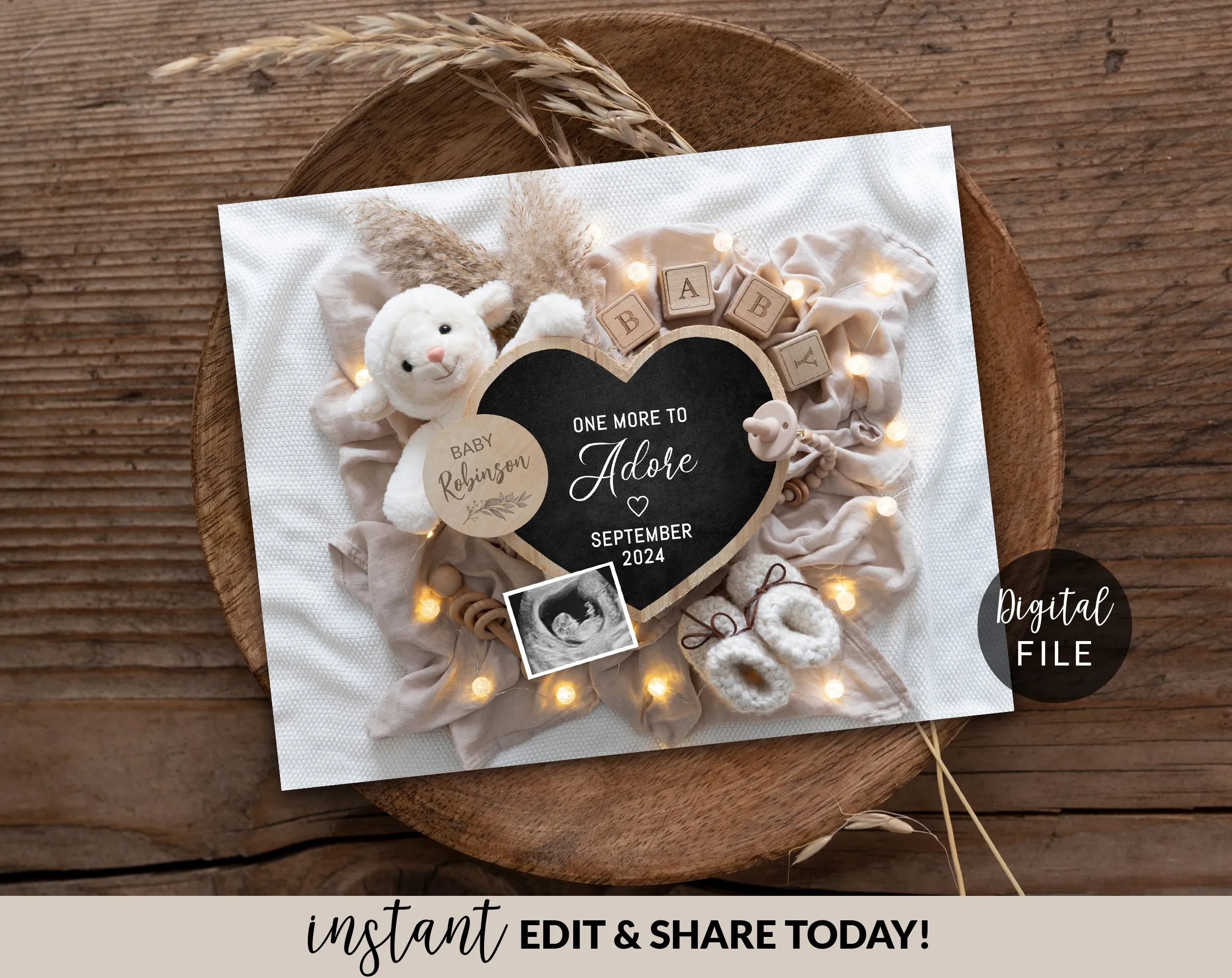 New Years Digital Baby Announcement - Gold Hat Lamb