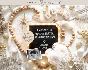 New Years Digital Baby Announcement - Gold Heart