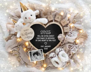 New Years Digital Baby Announcement - Mama and Baby Lamb