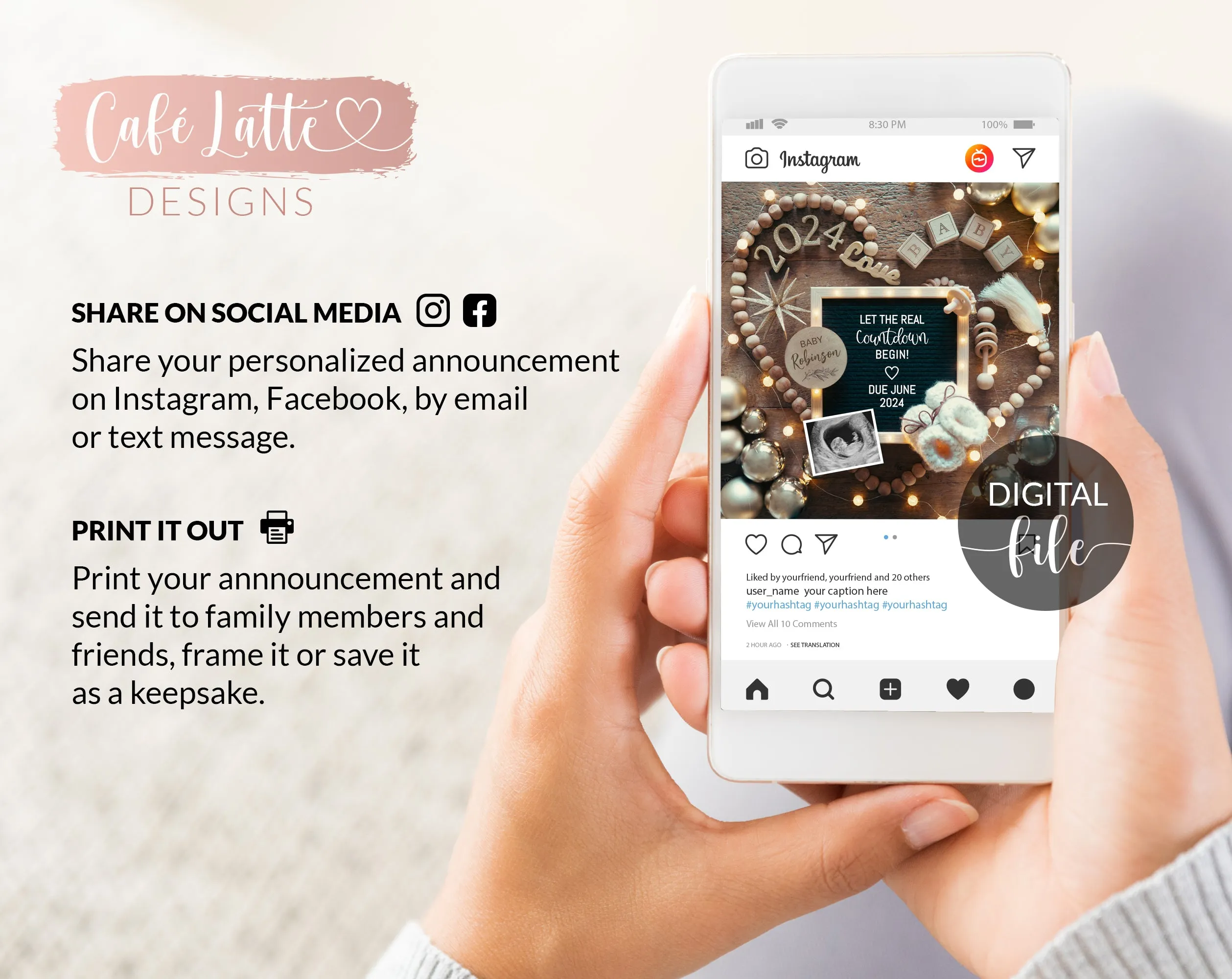New Years Digital Pregnancy Announcement For Social Media