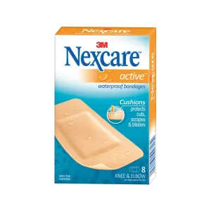 Nexcare Active Knee/Elbow Waterproof Bandages 8's pack