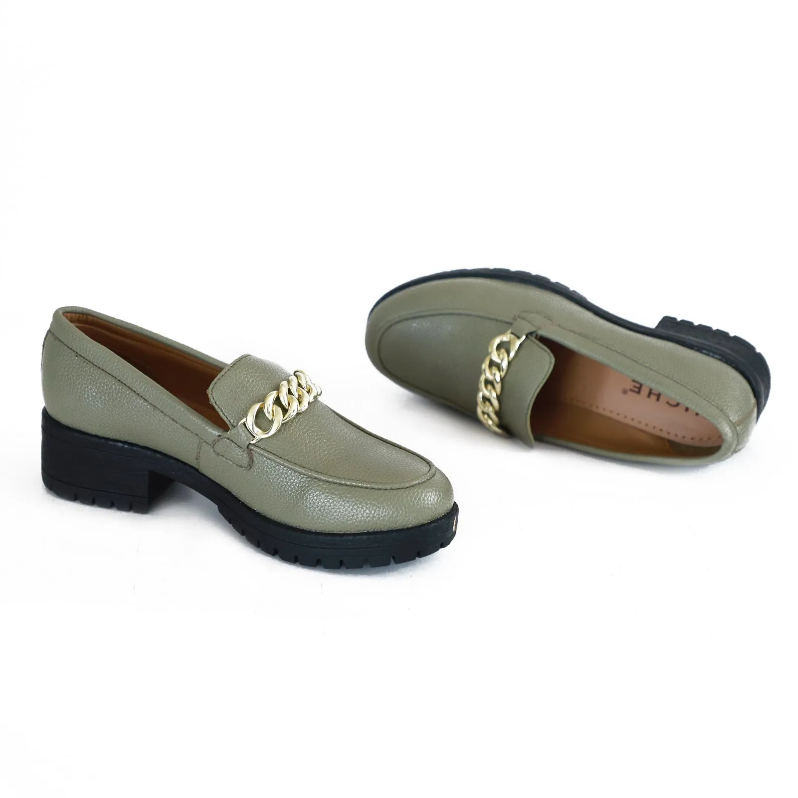 NICHE Women Brawny Buckle Loafers (Green)