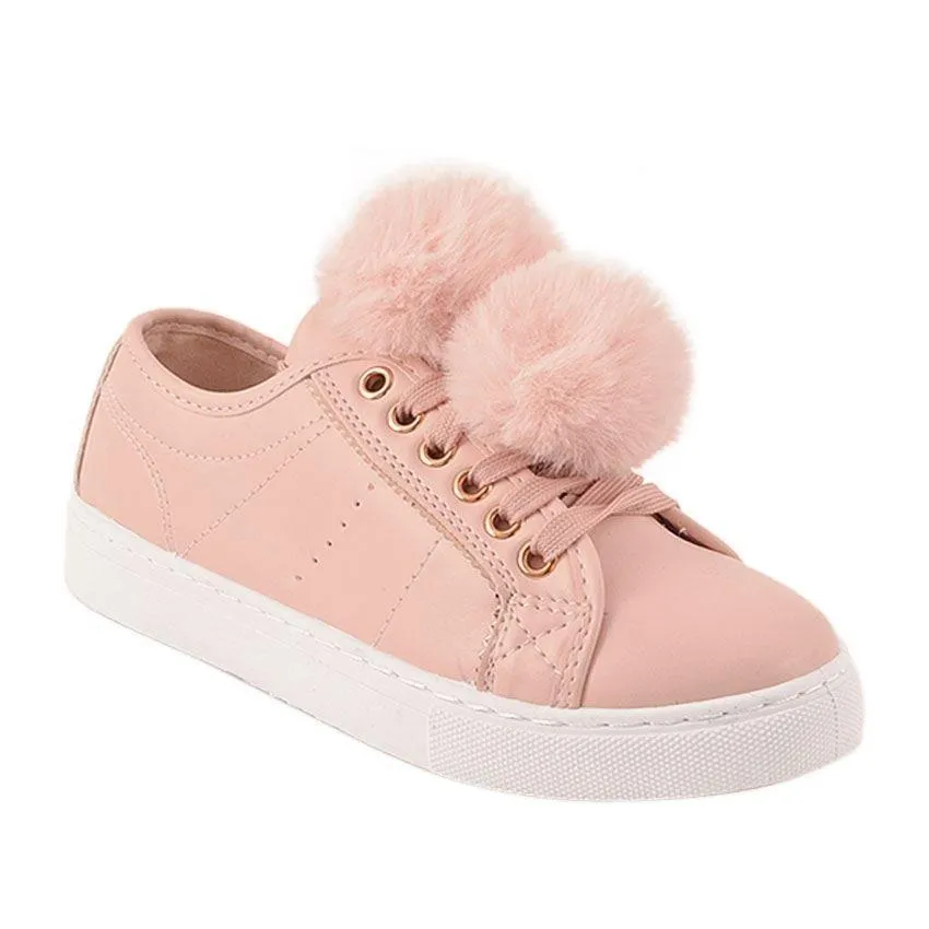 Nude PU Pom Pom Pumps - Makayla