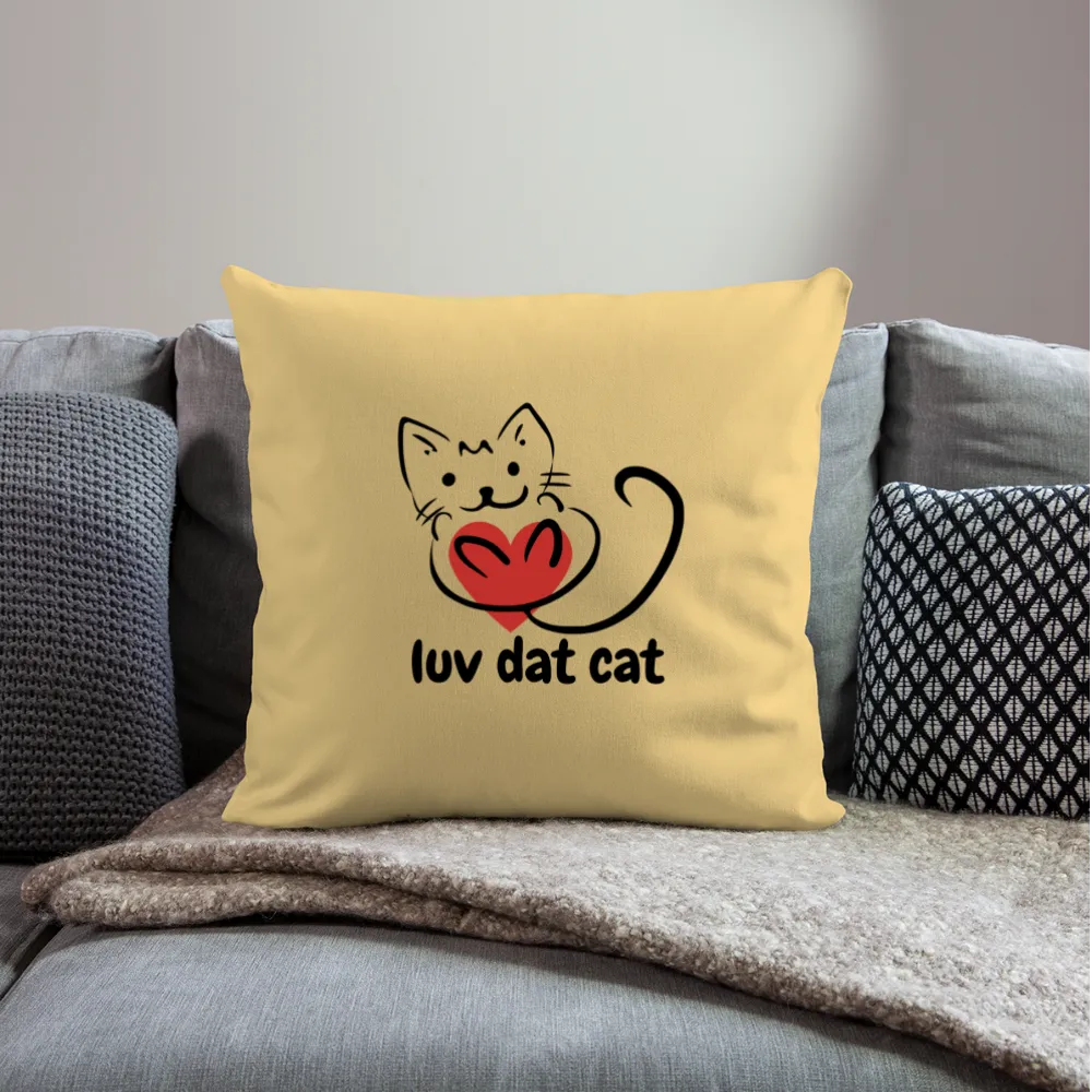 Official Luv Dat Cat Throw Pillow Cover 17.5” x 17.5”