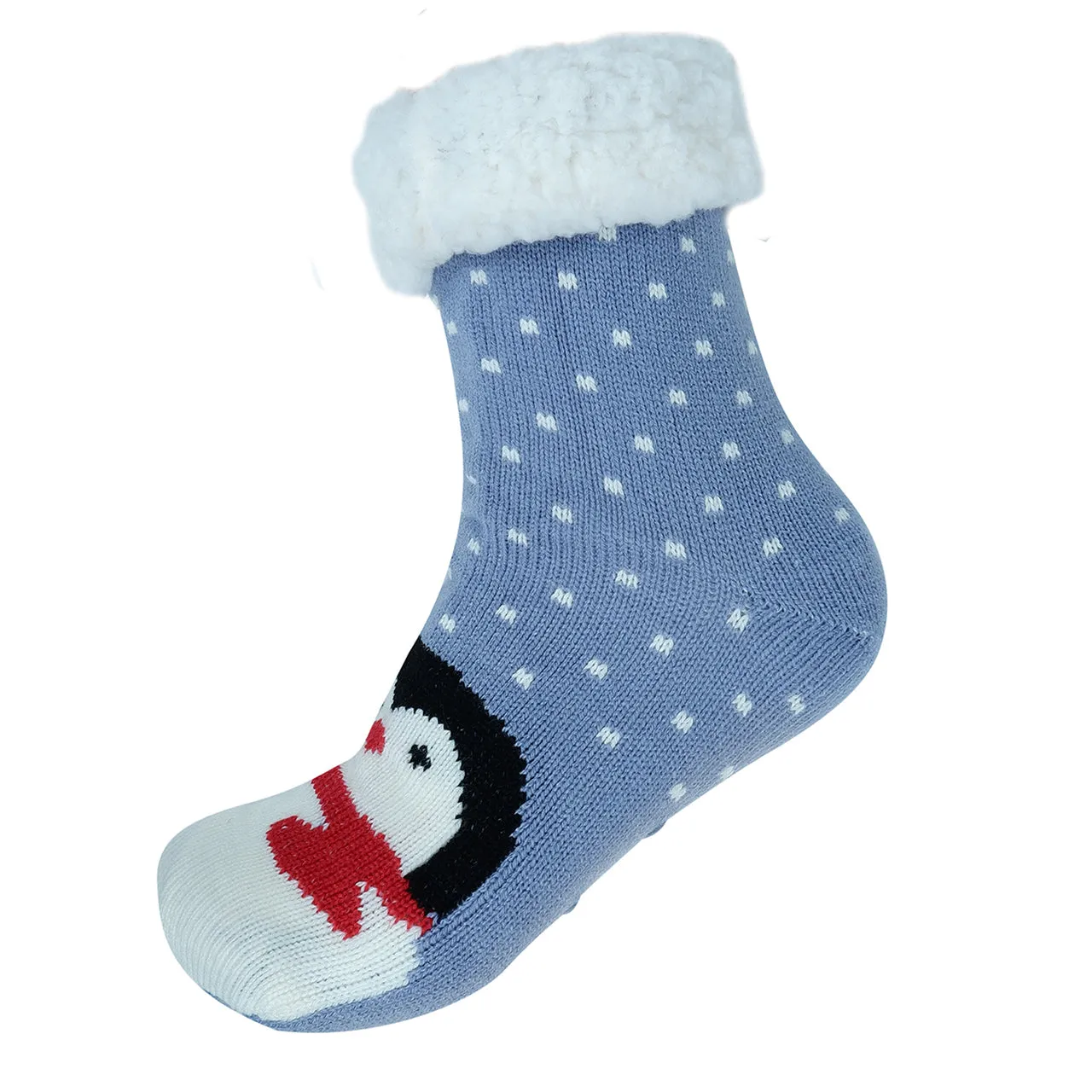 Penguin Pattern  Sherpa Slipper Socks – Stylish, Warm, and Safe for Winter