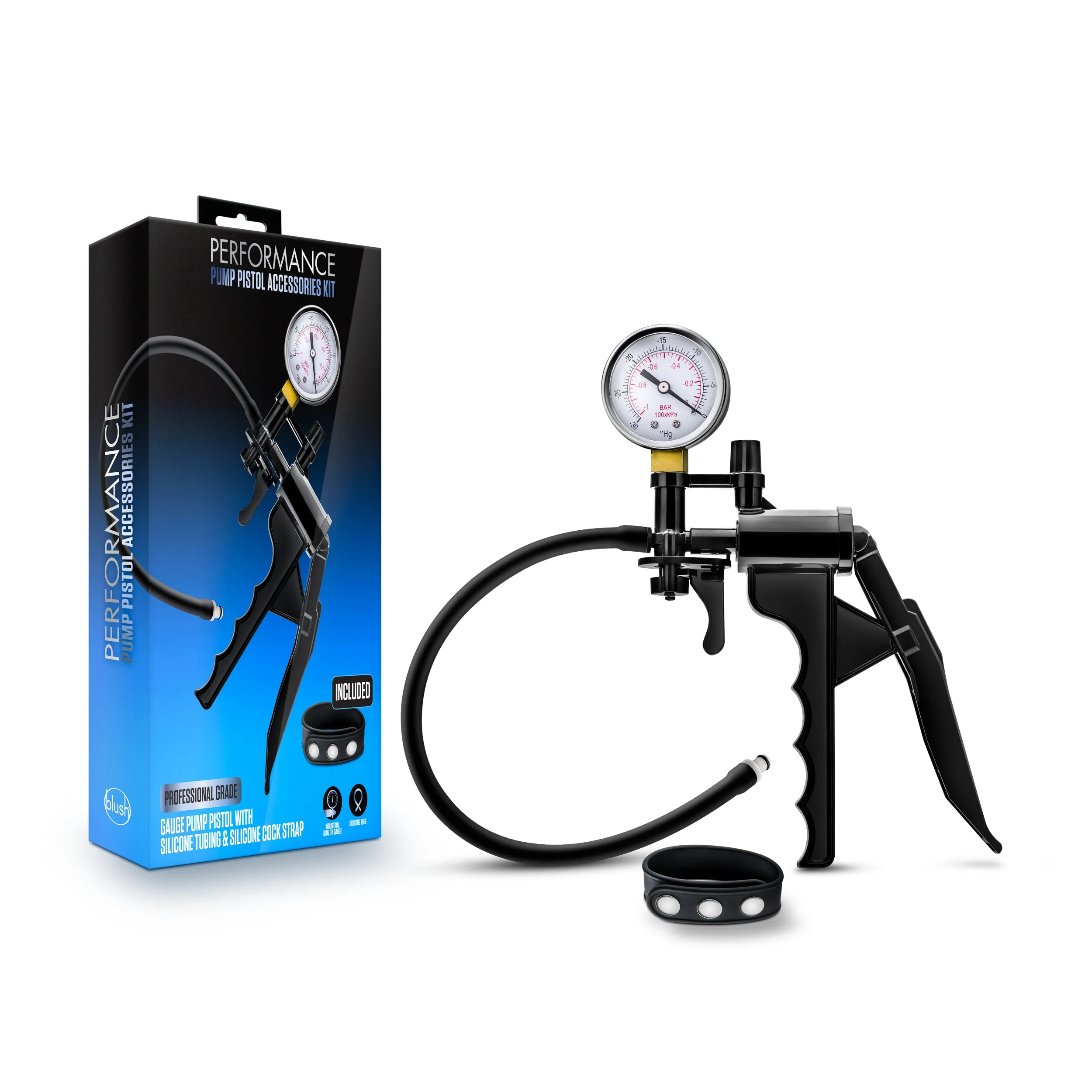 Performance - Gauge Pump Pistol With Silicone  Tubing &amp; Silicone Cock Strap - Black