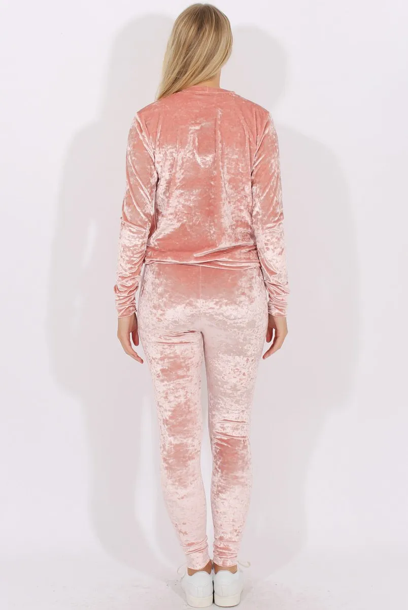 Pink Crushed Velvet Tracksuit - Romy