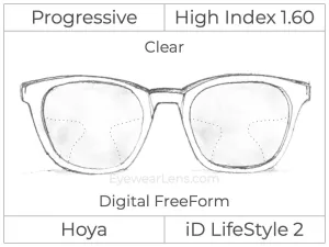Progressive - Hoya - ID LifeStyle 2 - Digital - High Index 1.60 - Clear