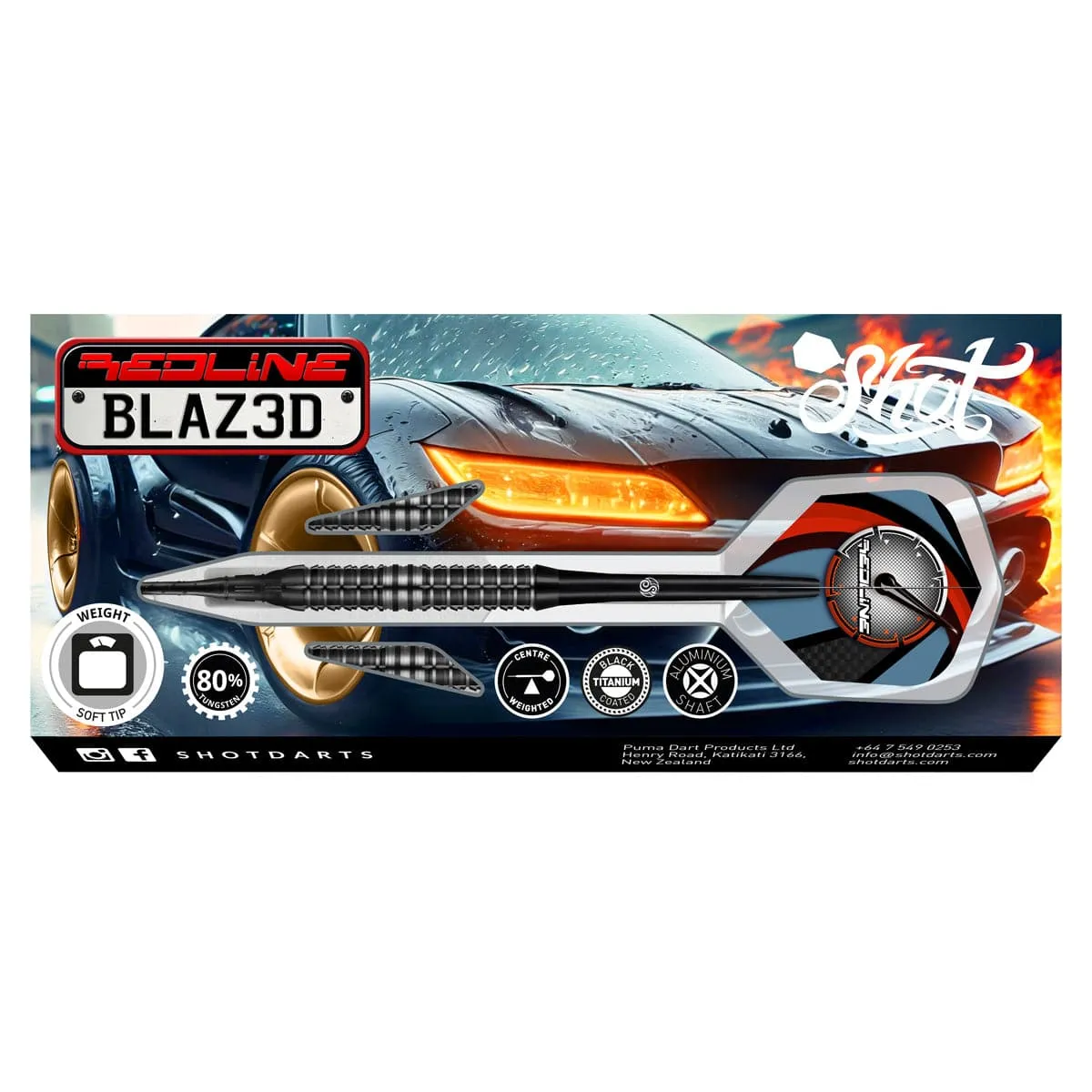 Redline BLAZ3D Soft Tip Dart Set-80% Tungsten Barrels