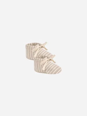 Ribbed Baby Booties || Oat Stripe