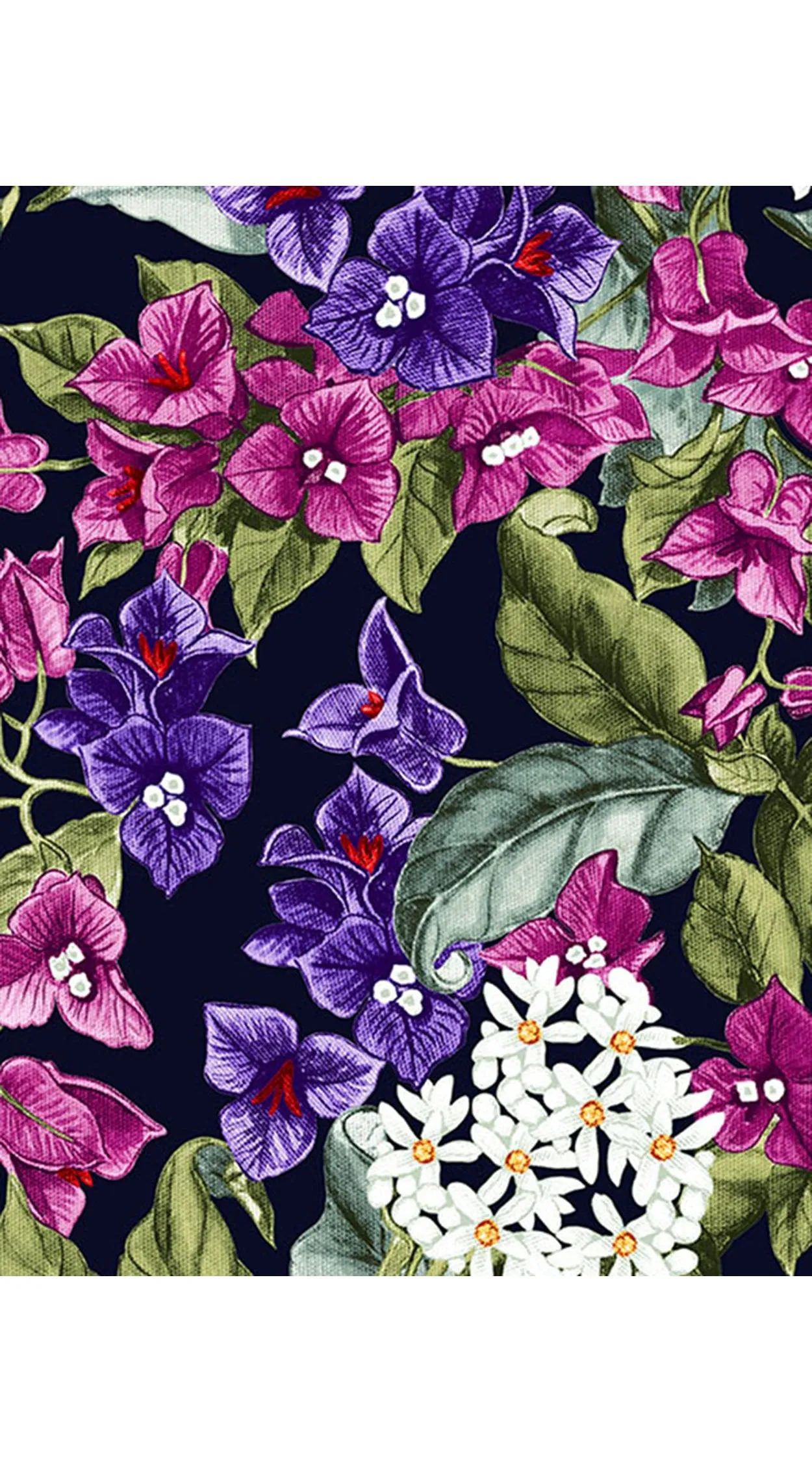 Rose Dress Crew Neck 1/2 Sleeve Linen (Barbados Flower Ground)