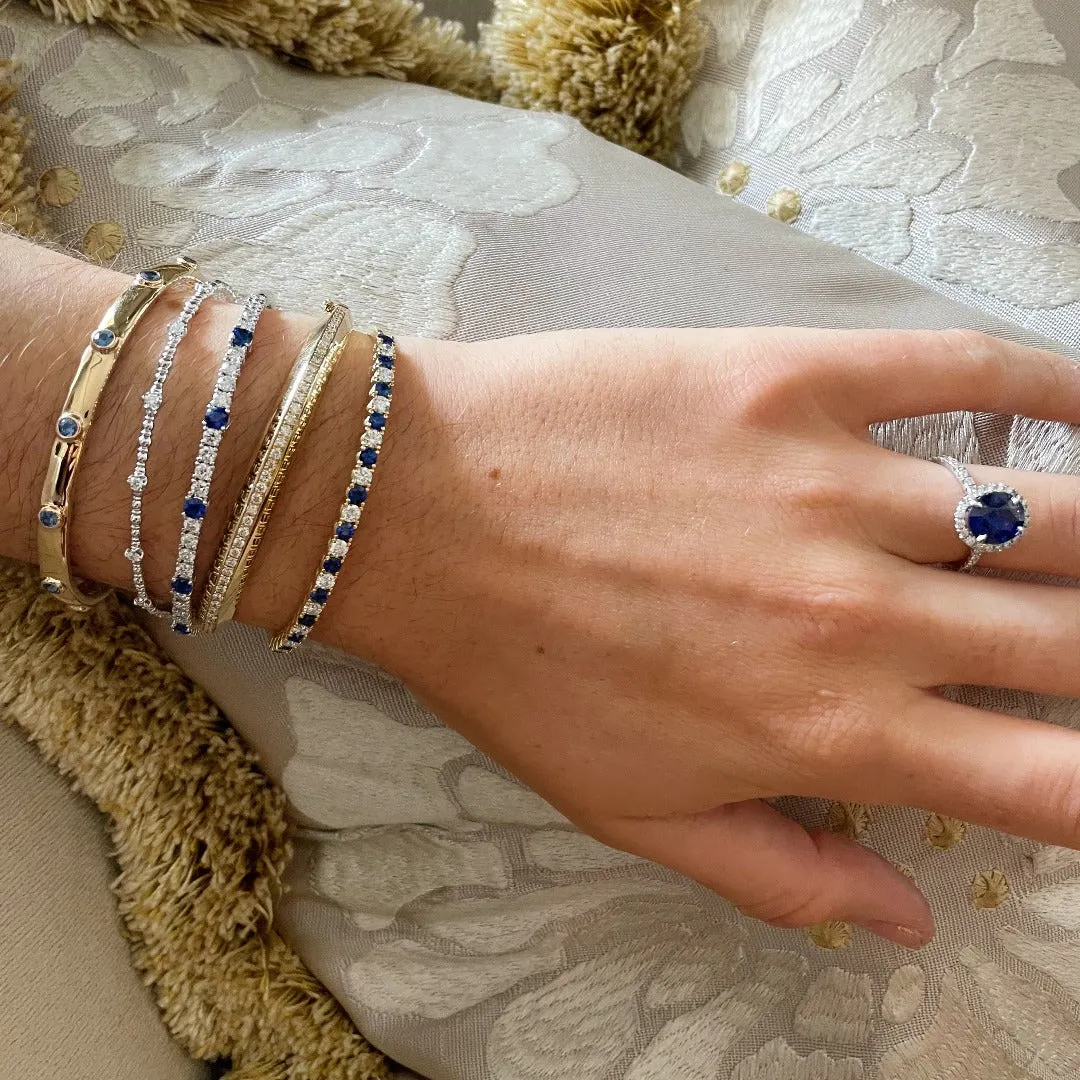 Sapphire & Diamond 18K White Gold Flexible Cuff Bangle
