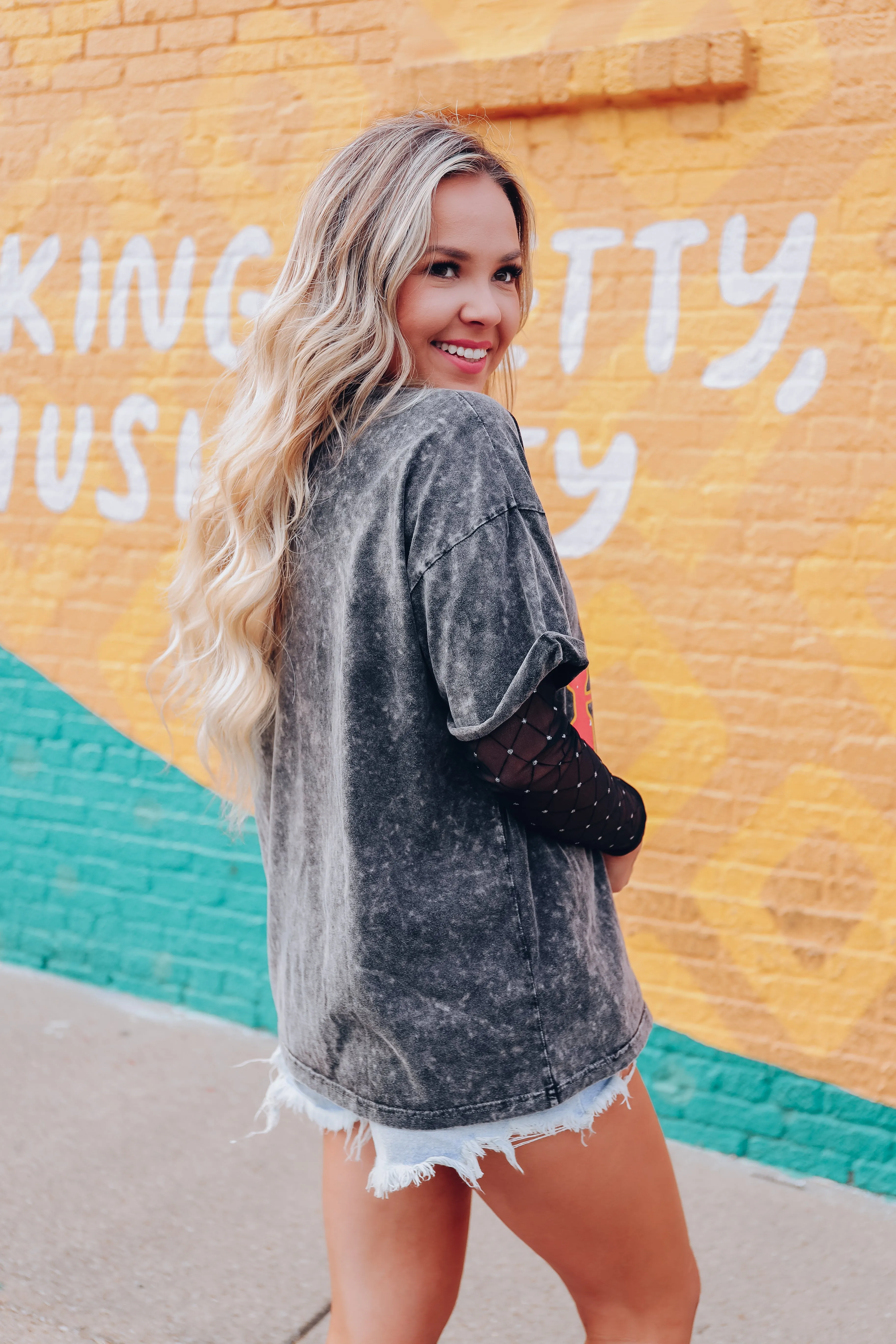 Say Yeehaw Acid Wash Graphic Tee - Black