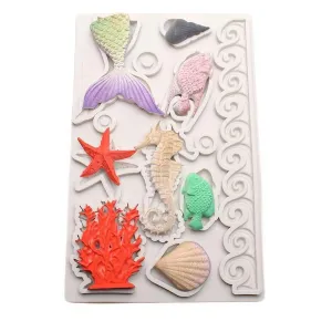 Sea Life Silicone Mold for Crafts, Jewelry, Resin, Polymer Clay.