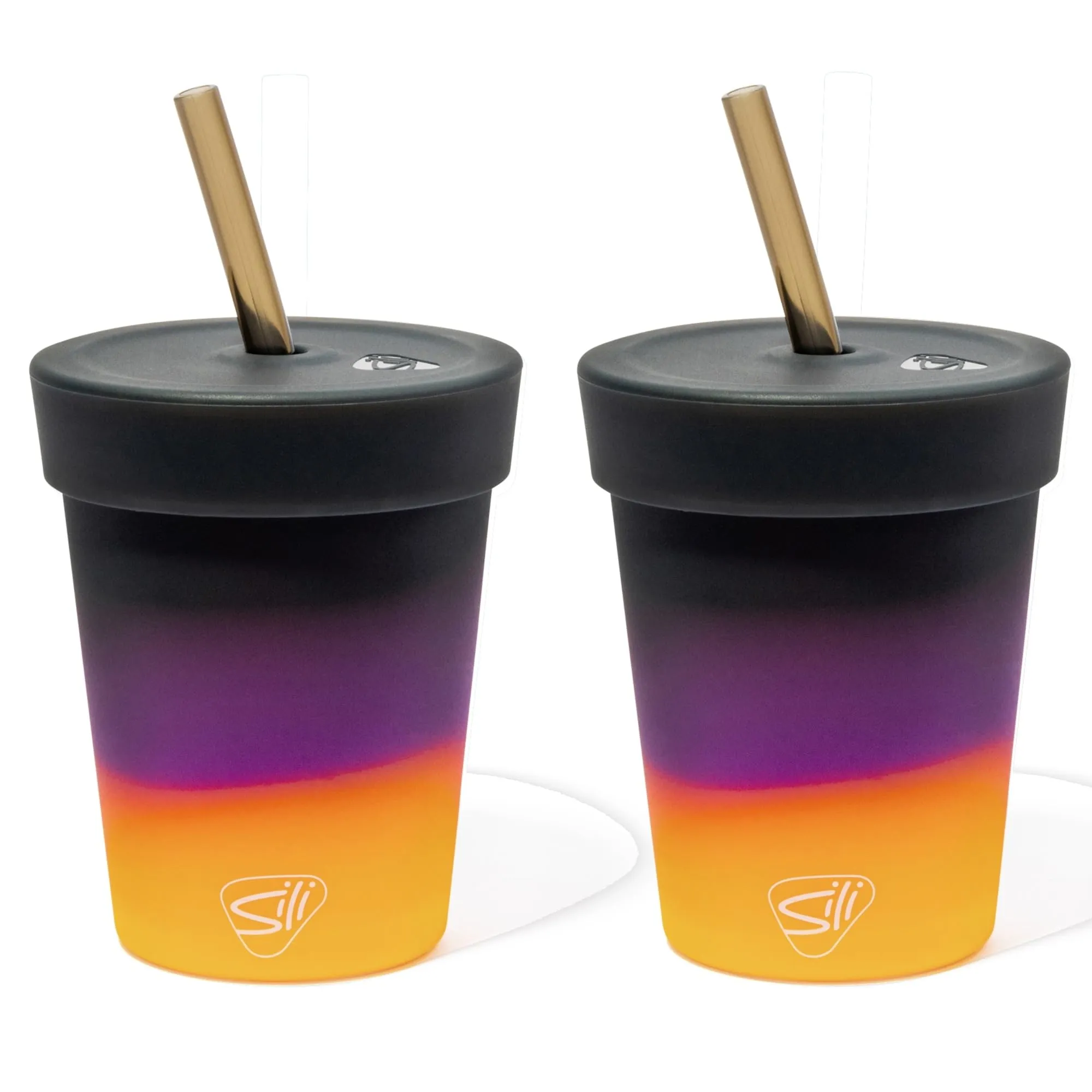 Silipint: Silicone Kids 8oz Straw Tumblers: 2 Pack Sun Storm