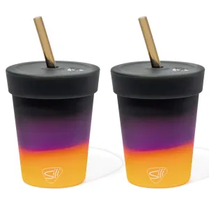 Silipint: Silicone Kids 8oz Straw Tumblers: 2 Pack Sun Storm