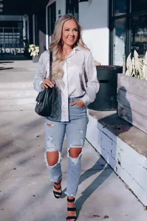 Silky N Satin Snakeskin Print Blouse