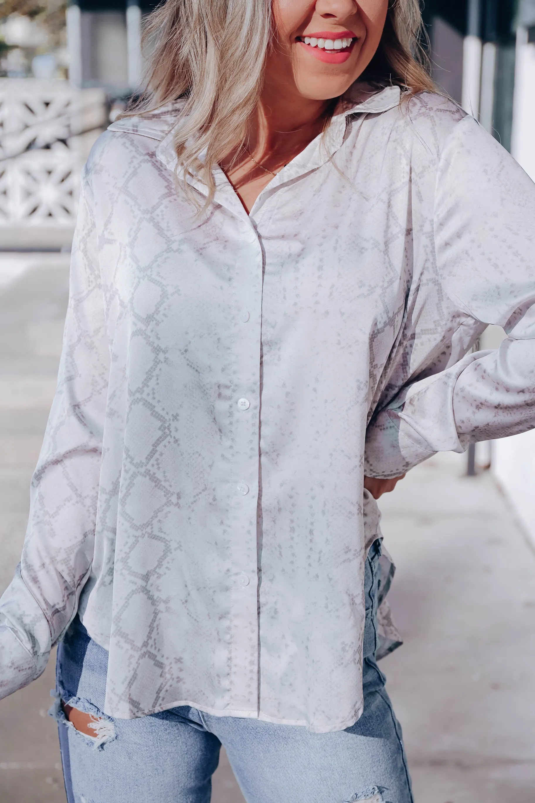 Silky N Satin Snakeskin Print Blouse