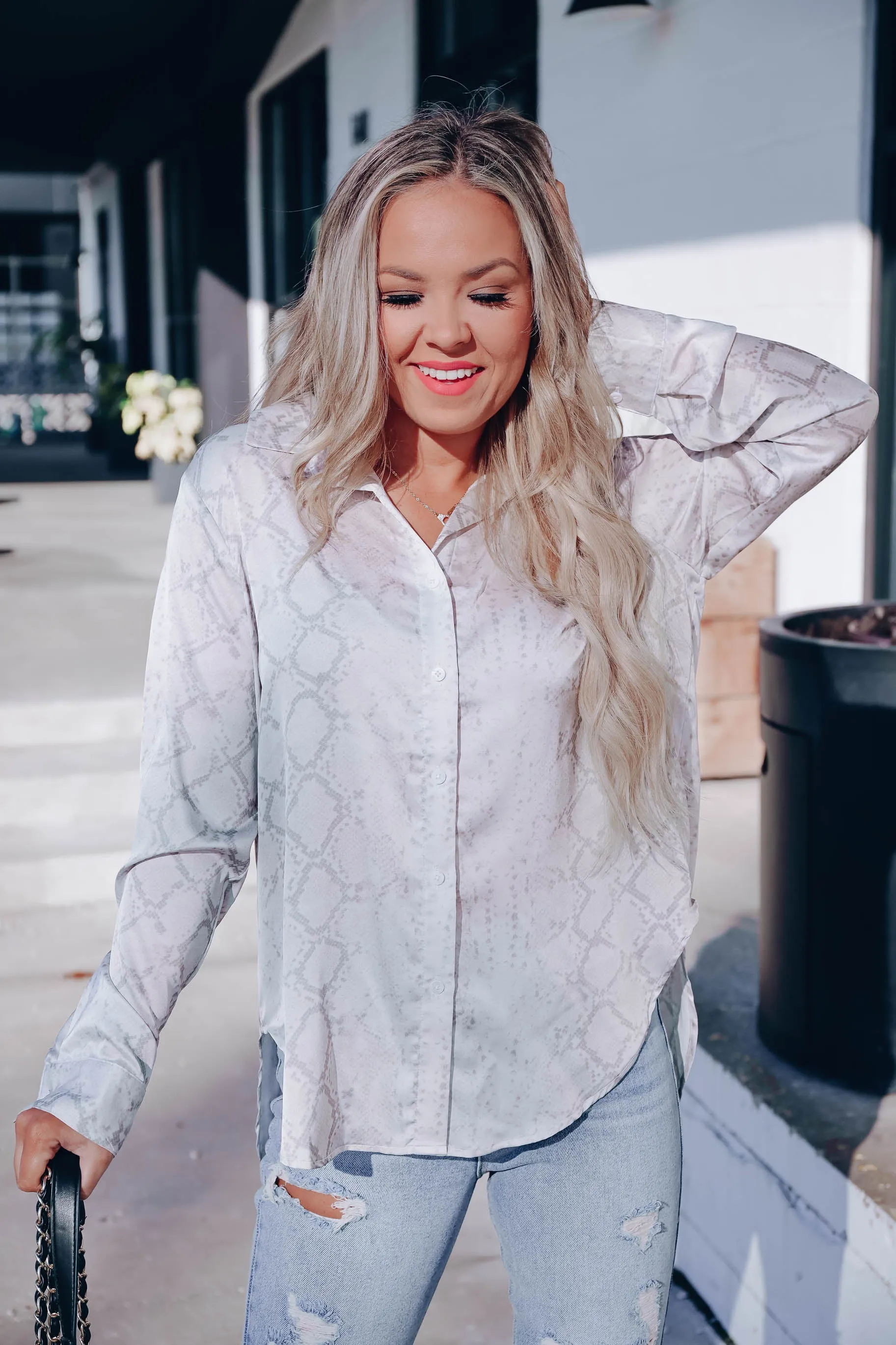 Silky N Satin Snakeskin Print Blouse