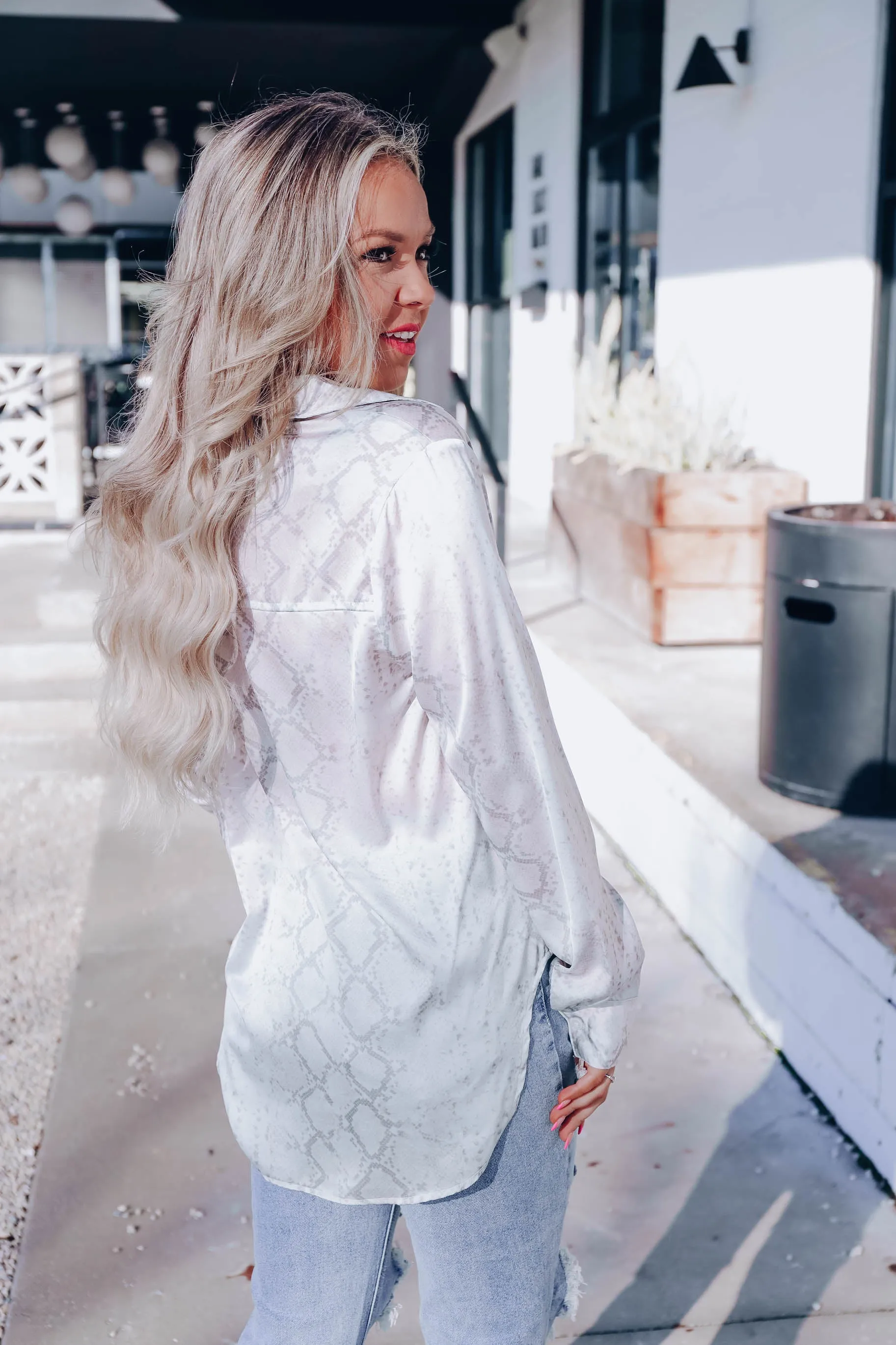 Silky N Satin Snakeskin Print Blouse