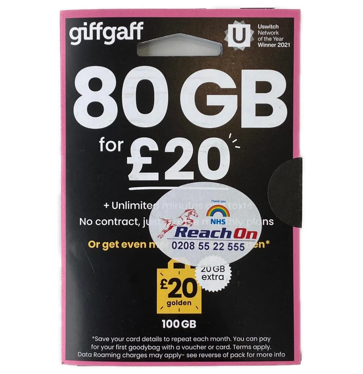 Sim Giffgaff 80GB Data