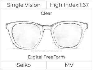 Single Vision - High Index 1.67 - Seiko Super MV - Digital - Clear - Double Aspheric