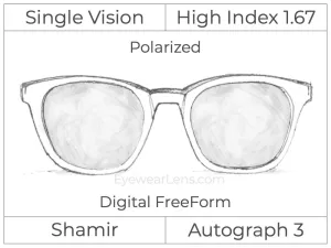 Single Vision - High Index 1.67 - Shamir Autograph 3 - Digital - Polarized - Aspheric