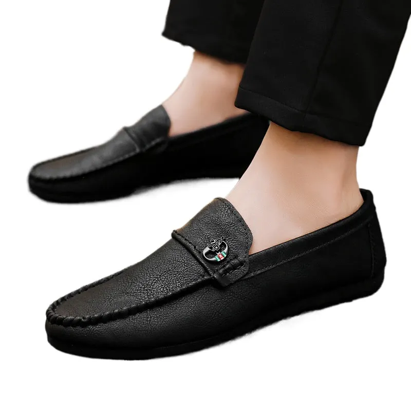 Soft leather dress British style lazy high-end shoes loafer beanie shoes low-top business light wear-resistant men Internet celebrities