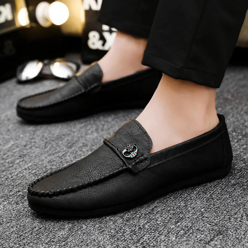 Soft leather dress British style lazy high-end shoes loafer beanie shoes low-top business light wear-resistant men Internet celebrities