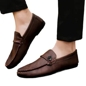 Soft leather dress British style lazy high-end shoes loafer beanie shoes low-top business light wear-resistant men Internet celebrities