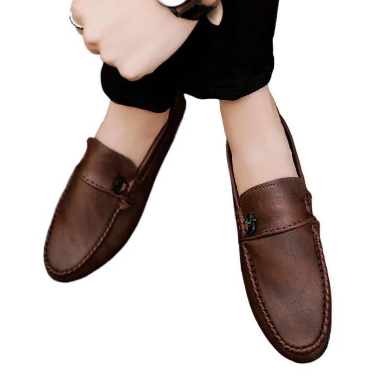 Soft leather dress British style lazy high-end shoes loafer beanie shoes low-top business light wear-resistant men Internet celebrities