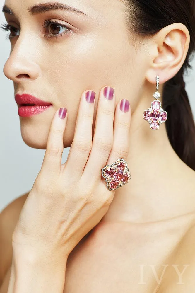 Spinel and Diamond Cross Earrings