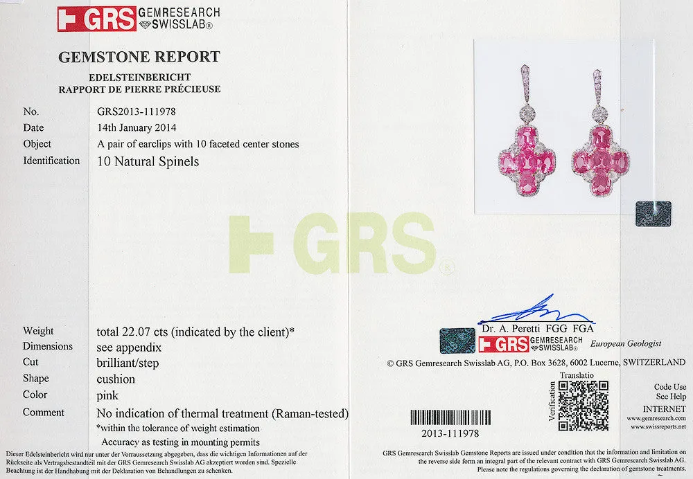 Spinel and Diamond Cross Earrings