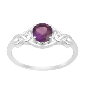 Stylish 925 Sterling Silver Round 6MM Amethyst Women Love Wedding Ring
