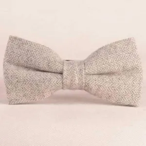 Stylish Double-Deck Herringbone Bow Tie For Men - Light Gray