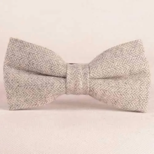 Stylish Double-Deck Herringbone Bow Tie For Men - Light Gray