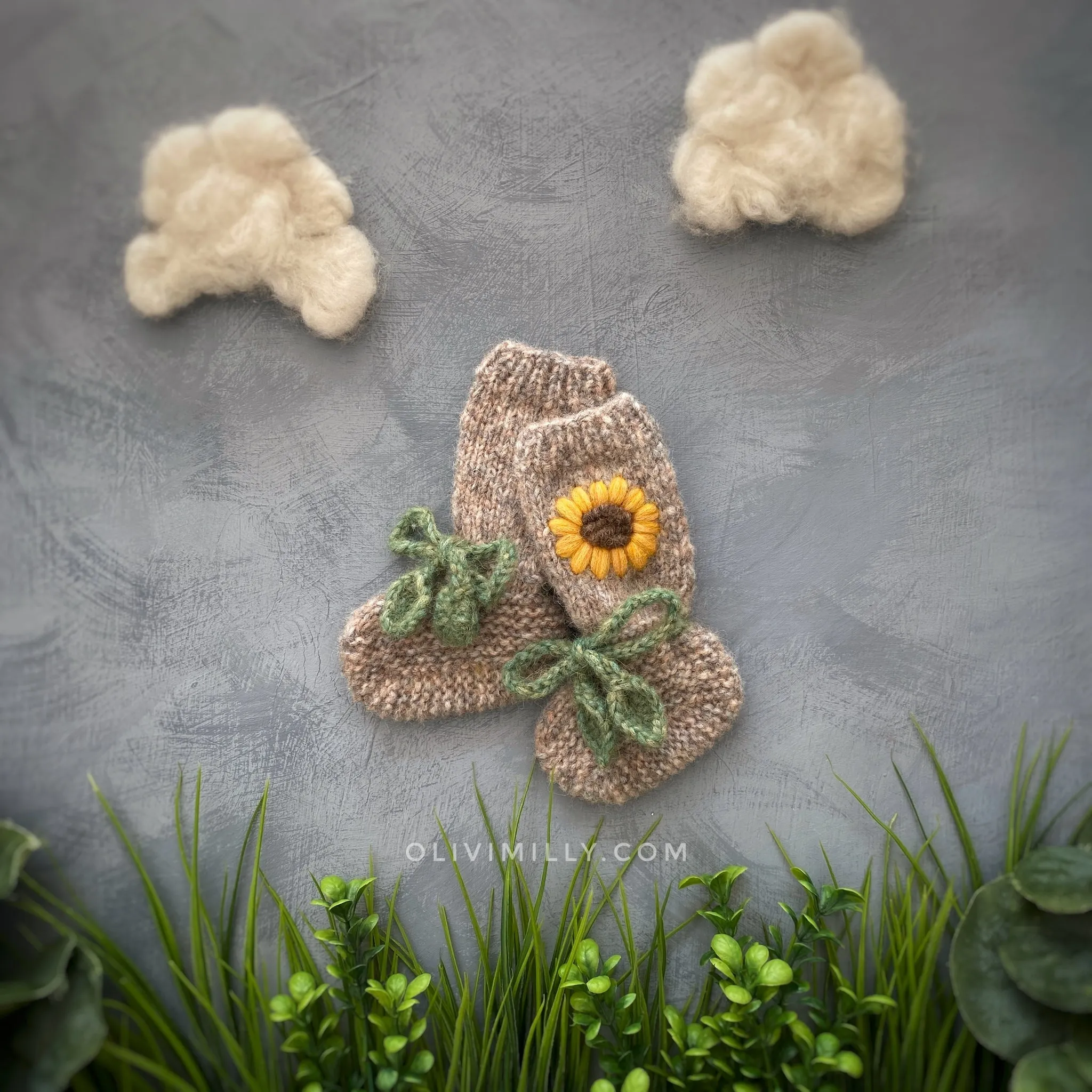 Sunflowers Booties |beigebrown| in stock (9-12m)