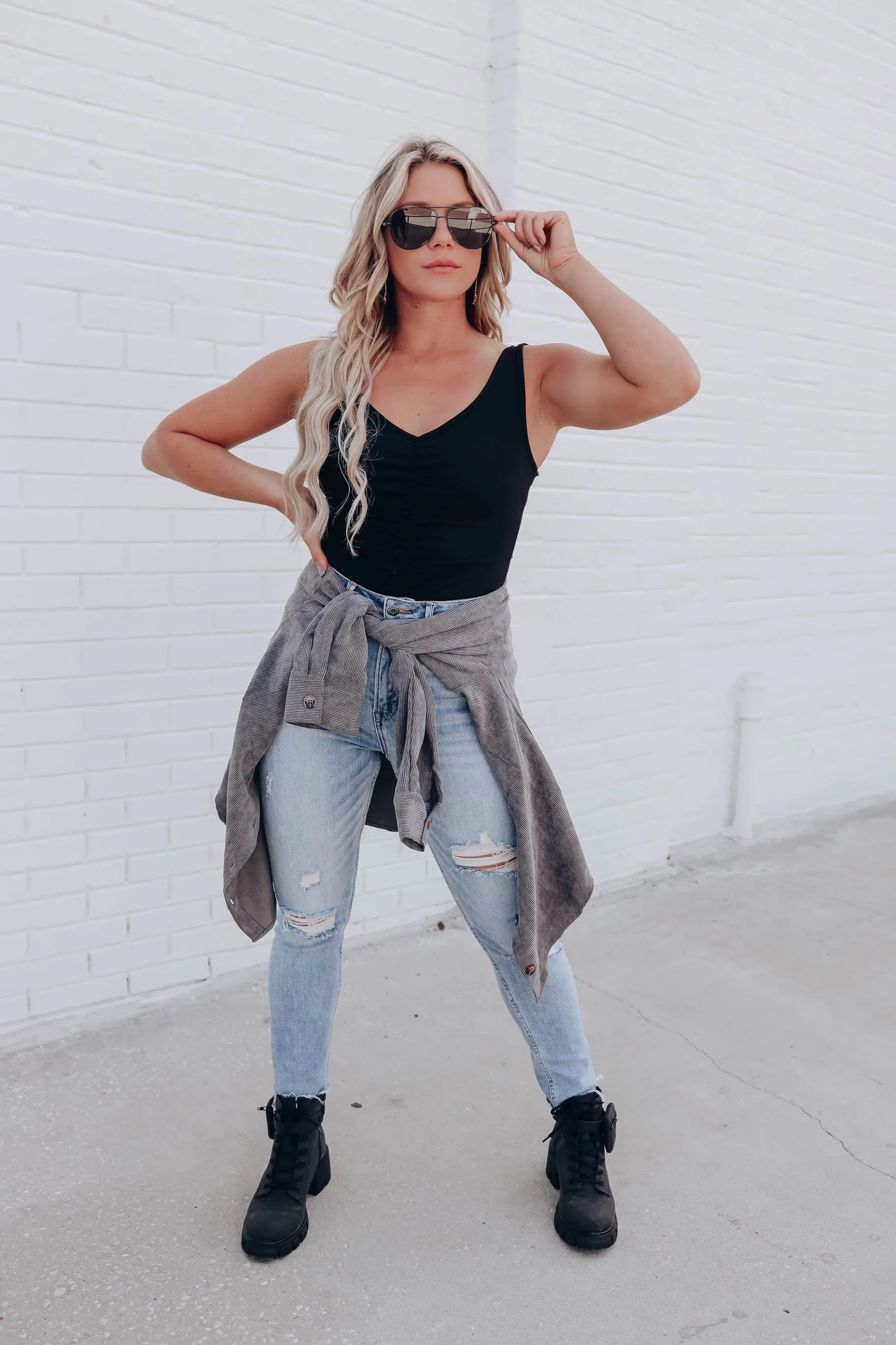 Tamala Ruched Bodysuit - Black