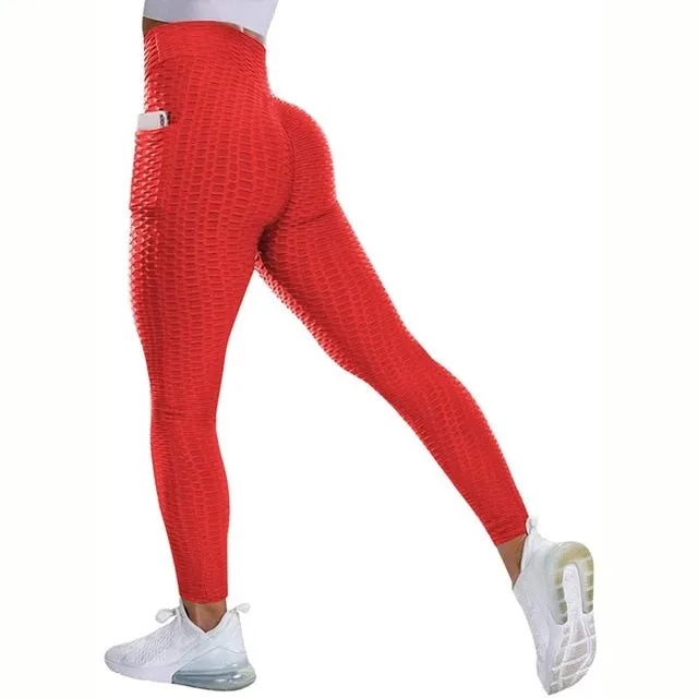 Textured High Rise Leggings - Navy No Pockets