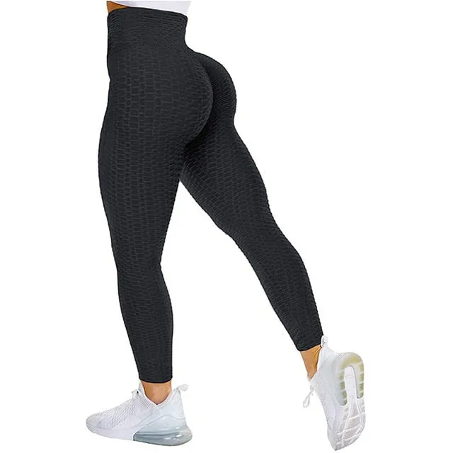 Textured High Rise Leggings - Navy No Pockets