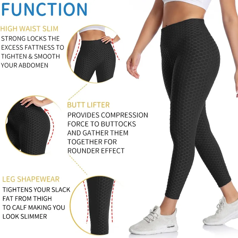 Textured High Rise Leggings - Navy No Pockets